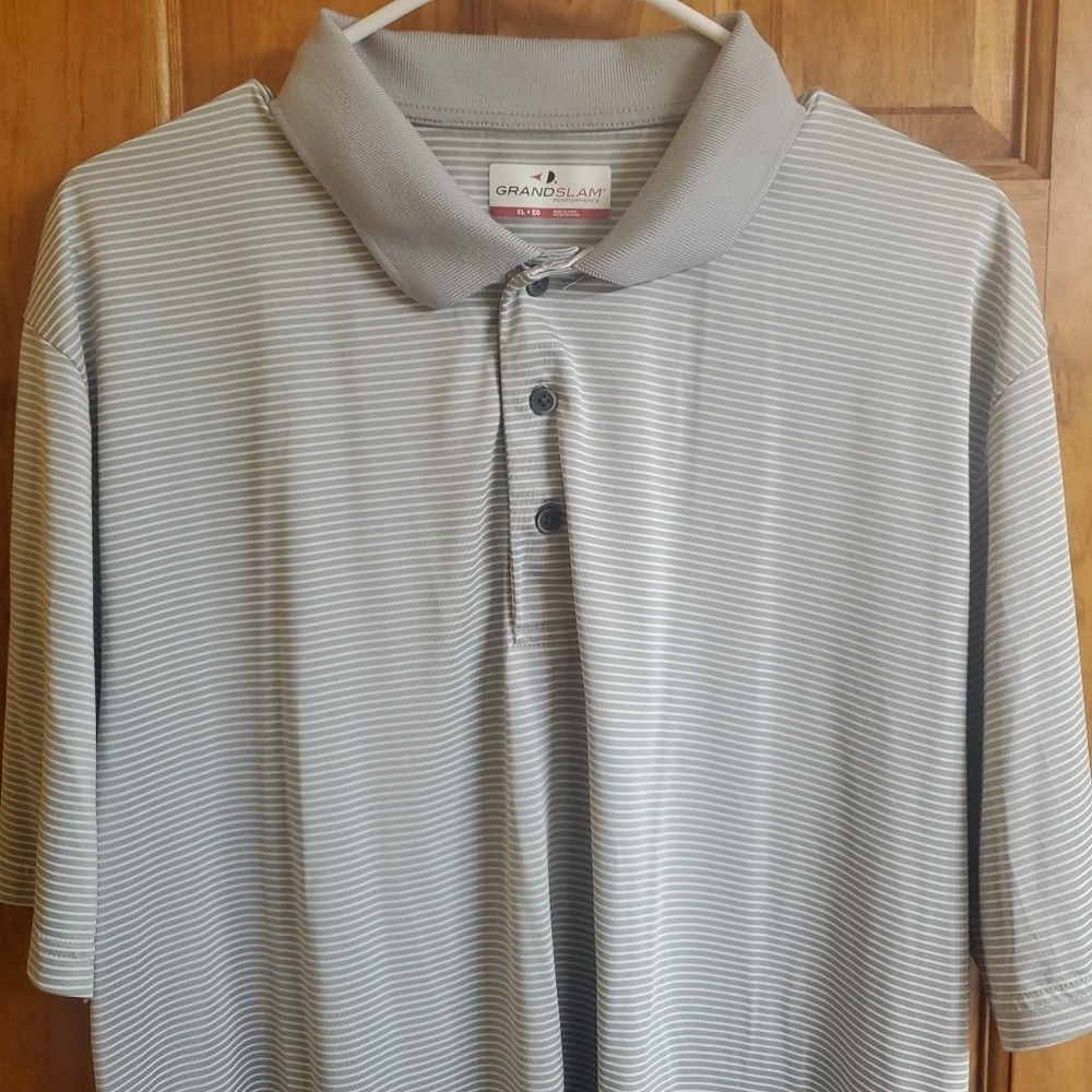 Grand Slam Performance Mens Golf Polo Shirt White Short‎ Sleeve 3 Button Size XL
